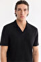 Men's Black Apaj Collar Easy-Iron Regular Fit T-Shirt A61Y1083 - 2