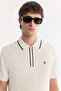 Men's Ecru Non-Curling Polo Collar Zippered Bi-Stretch Interlock Regular Fit T-Shirt A61Y1003 - 2
