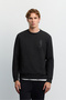 Men's Black Crew Neck Silicone Printed Interlock Sweatshirt A62Y1297