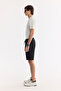 Men's Black Elastic Waist Lace-Up Side Zipper Pocket Interlock Knitted Regular Fit Shorts A61Y3633 - 2