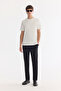 Men's Ecru Crew Neck Easy-Iron Regular Fit T-Shirt A61Y1034 - 5