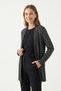 Women's Plus Size Lycra Silver Foil Print Detailed Band Collar Long Sleeve Cardigan - 4