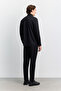 Men's Black Glue-Detailed Textured Technical Classic Collar Long Sleeve Regular Fit Shirt A62Y2035 - 5