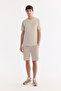 Men's Beige Elastic Waist Lace-Up Bi-Stretch Soft Touch Regular Fit Shorts A61Y3609 - 7