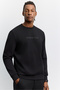 Men's Black Crew Neck Easy-Iron Printed Interlock Regular Fit Sweatshirt A62Y1285 - 5