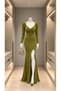 Double-Breasted Collar Slit Detail Maxi Length Imported Crepe Fabric Belted Dress 582256 Pistachio Green - 3