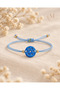 Blue String Macrame Braided Handmade Syriac Evil Eye Bead Bracelet - 3