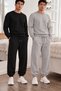 Black Gray Men's Slimfit Sweatpants 2Pcs...