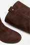Women's Brown Suede Round Toe Metal Pin Detailed Non-Zipper Below-Knee Boots - Non-Slip Thermo Sole - 5