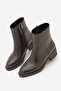 Women's Zippered Heeled Casual Boots Huna Brown