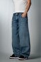 Cloud Washed Wide Leg Super Baggy Blue Men's Jean Trousers - 3