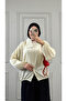 Yellow Crinkled Fabric Cotton Asymmetrical Collar Detailed Tulle Bomber Jacket |   Relaxed Fit Modern Hijab Jacket |   Stylish Casual Layered Outerwear |   Original Design Jacket Model