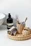 Rattan Bamboo Toothbrush Holder Set - Round Organizer Basket Tray - Cotton Holder 3-Piece Bathroom Set - 4
