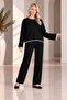 Women's comfortable fit collar patterned knit 2-piece set - 4