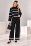 Women's comfortable fit knit set with striped detail - 2 piece - 4