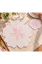12 Piece Imported Linen Embroidered Placemat Set for 6 Persons Pink - 3