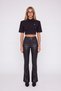 Women's Black High Waist Zippered Neeko Leather Trousers