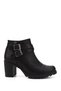 Women's Black Zippered Thick Heeled Boots