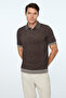 Men's Brown Trend Polo Collar Tencel Knitwear T-Shirt - 2