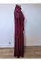 Women's long sleeve turtleneck dress with drop detail, belted waist, and slit - janjan crepe - 5