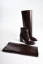 Valois Premium Beige Patent Leather Non-Removable Round Toe Thick Heeled Boots - 3