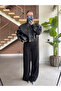 Black Padded Leather Bomber Jacket - 1051 - 2