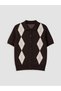 Alita City Brown Knitwear with a Difference in Color, Diamond Patterned Women's Cardigan - 5