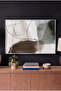 Foggy Stain Themed Horizontal Glass Table - Silver Metal Framed Table for Home, Business, and School