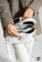 Women's Hand and Shoulder Bag with Logo, Bucket Model, Double Strap, Zippered, Stylish White - 2