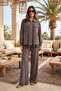 Tunic Top with Pocket and Shirt Detail, Trouser Set 101074 Anthracite