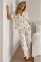Night Off-White Women's Loose Fit Cotton Pajama Set