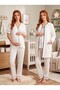 New Season Ecru Quilted Dressing Gown with Button Detail Special Design Short Sleeve Maternity Dressing Gown Pajama Set - 3