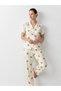 Regular V-Neck Casual Off-White Pajama Set - 3