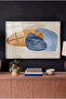 Horizontal Glass Table with Abstract Balance Concept - Silver Metal Framed Table for Home, Business, and School