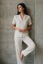 Night Snow White V-Neck Buttoned Casual Pajama Set - 5