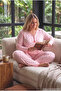 Reported Interlock Fabric Collar Buttoned Winter Large Size Women's Pajama Set 2950 - 2