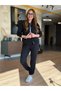 Women's Black Button Detailed Jacket and Pants Stylish Set - 6