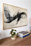 Cosmic Black Flow Themed Horizontal Glass Table - Gold Metal Framed Table for Home, Business, and School - 2