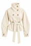 Beige High Collar Belted Trench Coat - 2Y501326