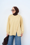 Women's Asymmetrical Zippered Oversize Sweatshirt Yellow - 2