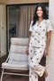 Viscose Blend Homewear Off-White Pajama Set - 5