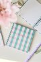 15X15 cm Square Cardboard Cover White Spiral Lined Notepad / School Notebook Pink Green Gingham
