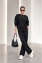 Women's Casual Bat Sleeve Blouse Pants Viscose Set - 2
