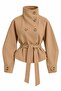 Camel High Collar Belted Trench Coat - 2Y501326