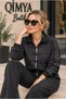 Egzoti̇k Asorti̇k Women's Japanese Button Detailed Striped Top & Flexible Pants Top and Bottom Set Faux Suede Suit - 6