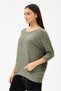Women's Khaki Italian Star Patterned Bat Sleeve Oversize Lycra Knitwear Sweater Size 40 - 48 - 3