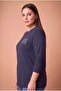 Stone Logo Modal Large Size Knitted Sweatshirt Navy Blue - 2