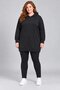 Women's Plus Size Black Hooded Long Sweatshirt with Kangaroo Pocket Hzl28S-Rzb209 - 4