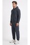 Men's Smoked Shawronal 3 Thread Hooded Sweatpants Set with Elastic Cuffs - 3