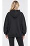 Women's Plus Size Black Hooded Oversize Sweatshirt with Kangaroo Pocket Hzl28S-Rzb210 - 4
